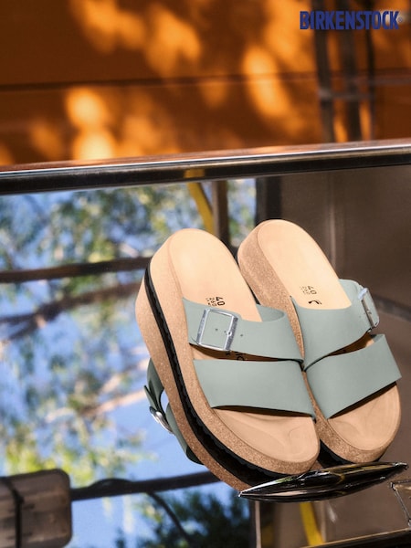Birkenstock Sage Green Almina Nubuck Wedges Sandals (E88065) | £95
