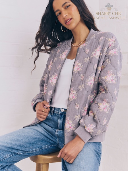 Shabby Chic by Rachel Ashwell® Grey Floral Print Quilted Bomber Jacket (E88140) | £79