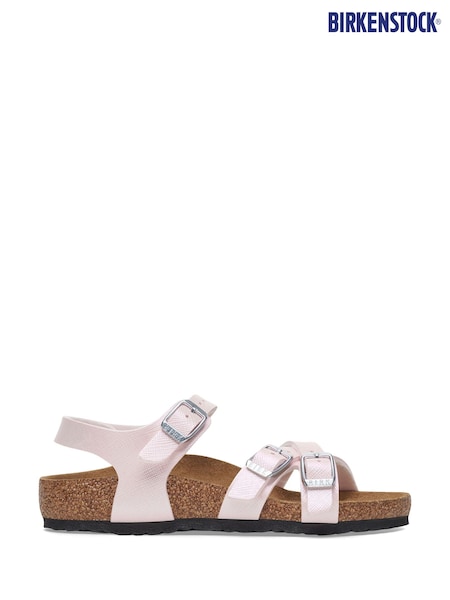 Birkenstock Pink Kids Kumba Saffiano Iridescent Sandals (E88147) | £50