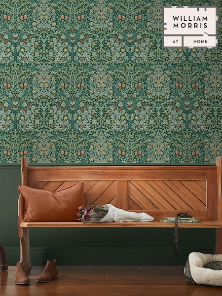 William Morris At Home Deep Green Blackthorn 10M Wallpaper (E88206) | £60