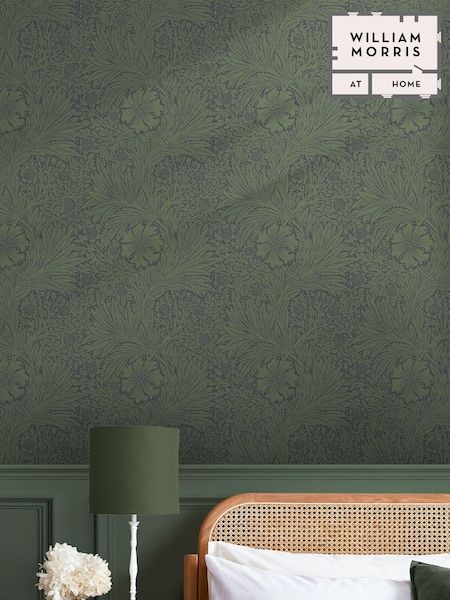 William Morris At Home Green Marigold Fibrous 10M Wallpaper (E88220) | £60