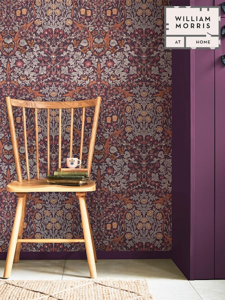William Morris At Home Plum Blackthorn 10M Wallpaper (E88231) | £60