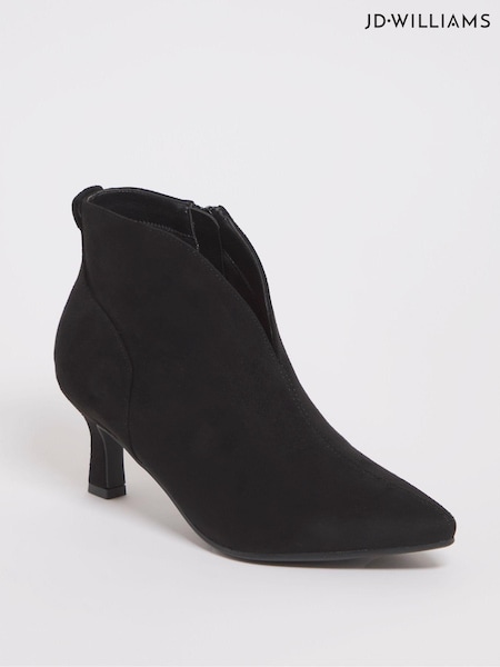 JD Williams Black Kitten Heel Shoe Boots In Extra Wide Fit (E88340) | £48