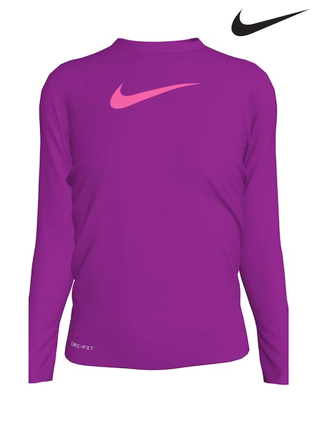 Nike Purple Swoosh Long Sleeve Hydroguard Rash Vest (E88634) | £24