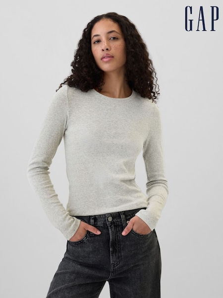 Gap Grey Favourite Cotton-Modal Crew Neck Long Sleeve T-Shirt (E88787) | £16