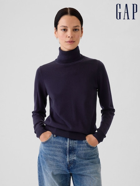 Gap Navy Blue Merino Wool Turtle Neck Jumper (E88802) | £45
