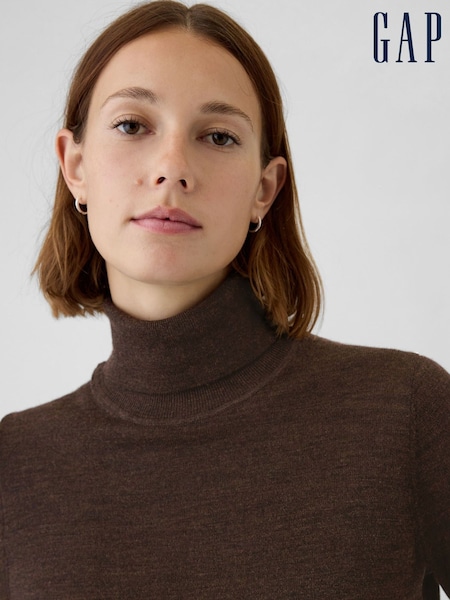 Gap Brown Merino Wool Turtle Neck Jumper (E88804) | £31