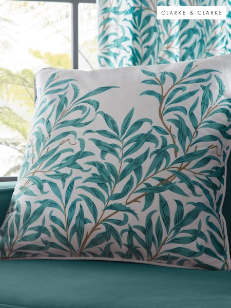 Clarke and Clarke Teal Willow Bough Cushion (E88922) | £40