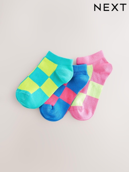 Multi 3 Pack Cotton Rich Checkerboard Trainer Socks (E88929) | £4 - £6