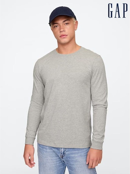 Gap Grey Long Sleeve Everyday 100% Cotton Crew Neck T-Shirt (E89005) | £16