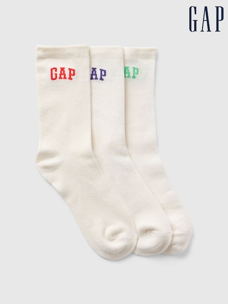 Gap White Kids 3 Pack Logo Crew Socks (E89338) | £10