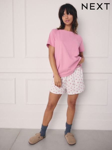 Pink Heart Short Set Pyjamas (E89444) | £14