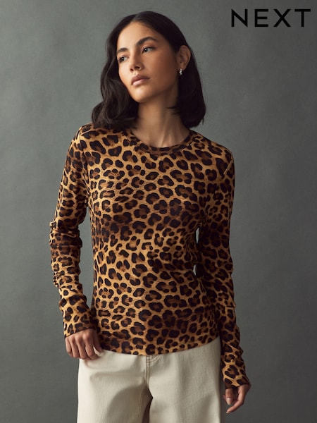 Animal Soft Touch Ribbed Long Sleeve T-Shirt with TENCEL™ Lyocell (E89492) | £14