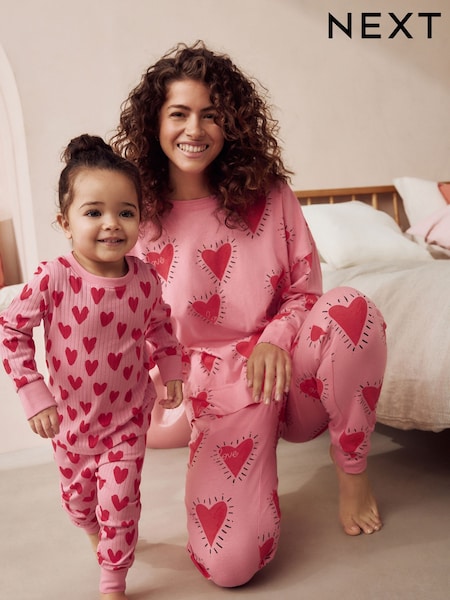 Pink Heart 100% Cotton Long Sleeve Pyjamas (E89503) | £22