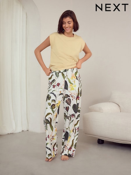Yellow Floral 100% Cotton Cap Sleeve Pyjamas (E89508) | £24