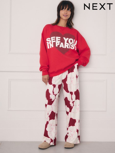Red Paris Sweatshirt and Flannel Pyjamas (E89511) | £38