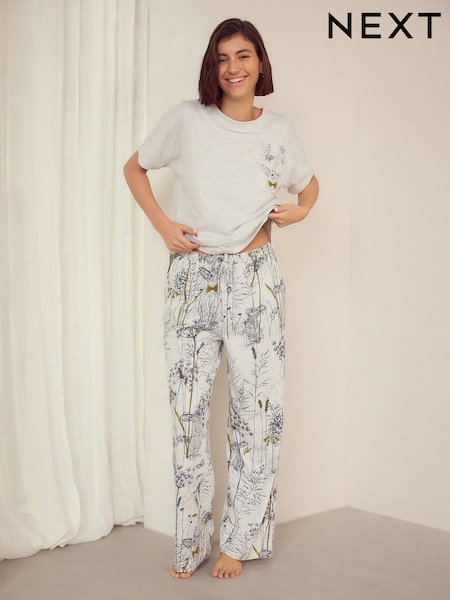 Grey Bunny Jersey Short Sleeve Pyjamas (E89523) | £24