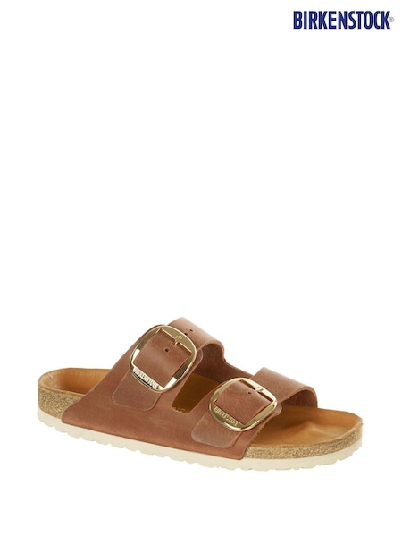 Birkenstock Tan Brown Arizona Big Buckle Oiled Leather Sandals (E89617) | £135