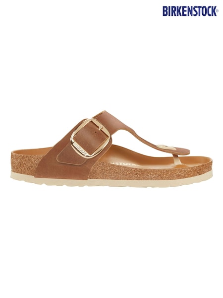 Birkenstock Brown Gizeh Big Buckle Oiled Leather Sandals (E89635) | £135