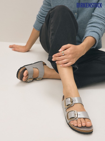 Birkenstock Stone Arizona Big Buckle High Shine Leather Sandals (E89640) | £140
