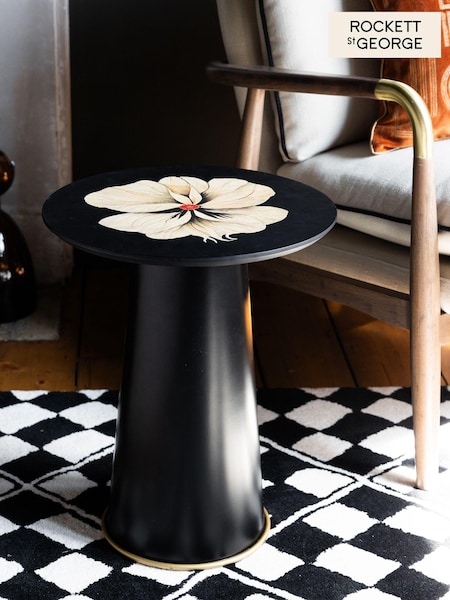 Rockett St George Black Floral Patterned Side Table (E89730) | £199