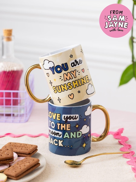 Sam Jayne Designs Gold Sun and Moon 2 Mug Set (E89760) | £24