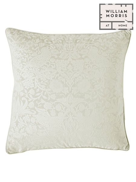 William Morris At Home Oyster Strawberry Thief Embossed Cushion (E89973) | £45