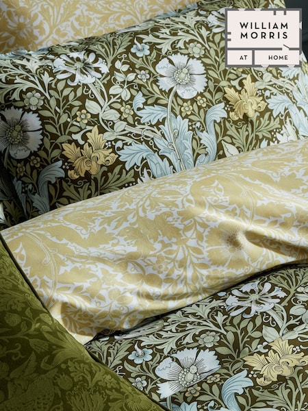William Morris At Home Set of 2 Olive Green Compton Pillowcases (E89980) | £30