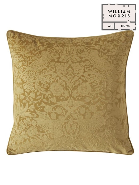 William Morris At Home Cider Strawberry Thief Embossed Cushion (E89988) | £45