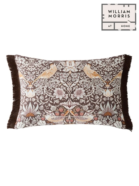 William Morris At Home Chocolate Strawberry Thief Cushion (E89990) | £50