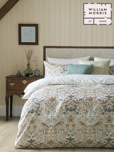 William Morris At Home Hessian Strawberry Thief Duvet Cover and Pillowcase Set (E89993) | £70 - £125