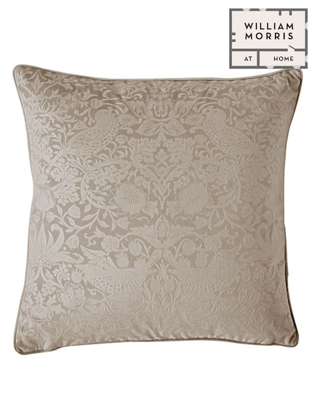William Morris At Home Cider Gold Strawberry Thief Embossed Cushion (E90000) | £45