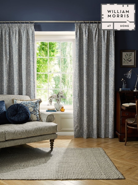 William Morris At Home Indigo Original Willow Blackout Headertape Pencil Pleat Curtains (E90003) | £80 - £195