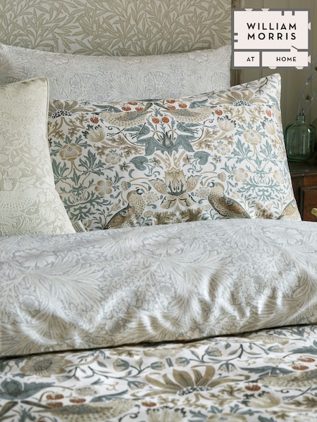 William Morris At Home Set of 2 Hessian Strawberry Thief Pillowcases (E90008) | £30