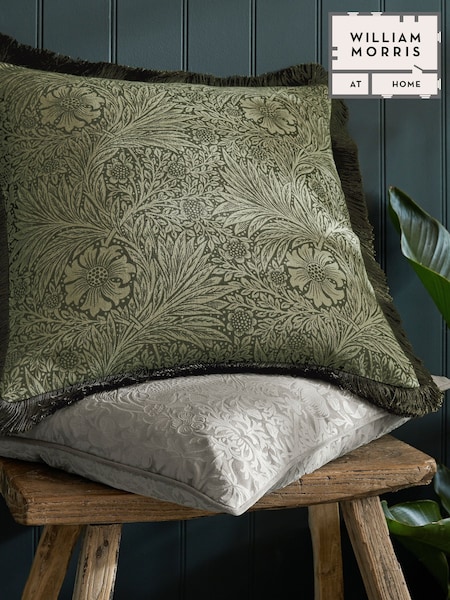 William Morris At Home Olive Green Margold Cushion (E90024) | £55