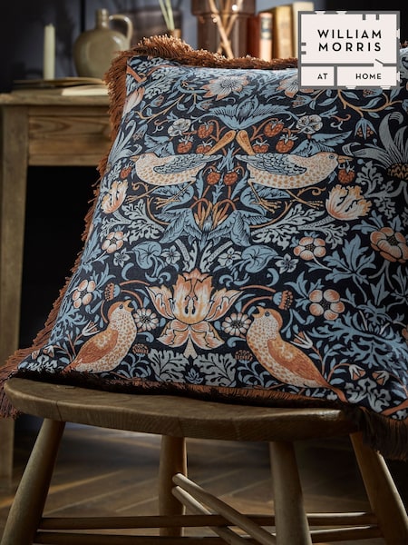 William Morris At Home Blue Strawberry Thief Cushion (E90025) | £55
