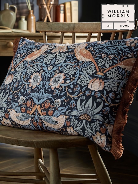 William Morris At Home Blue Strawberry Thief Cushion (E90029) | £50
