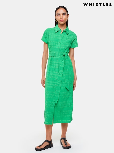 Whistles Green Millie Textured Dress (E90084) | £159