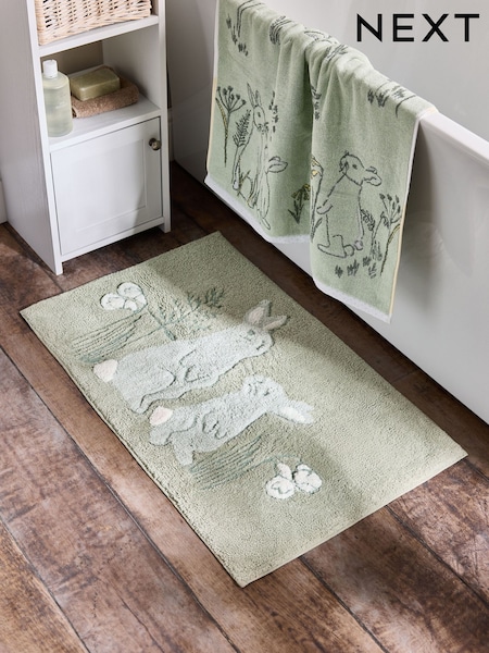 Green Spring Bunny 100% Cotton Bath Mat (E90188) | £18