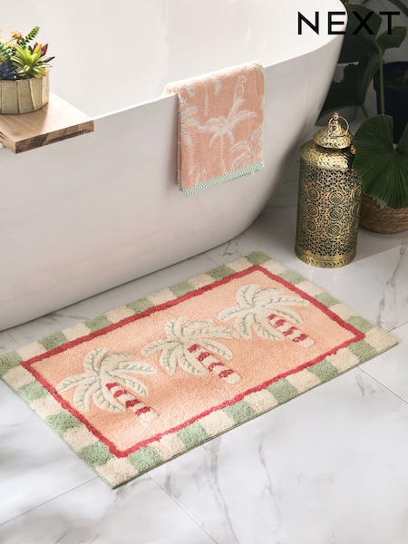 Orange Palm Tree 100% Cotton Bath Mat (E90191) | £18