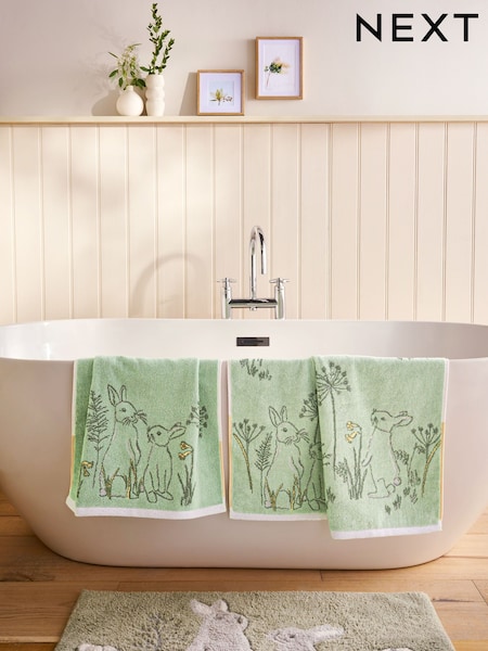 Green Spring Bunny 100% Cotton Towel (E90192) | £8 - £18