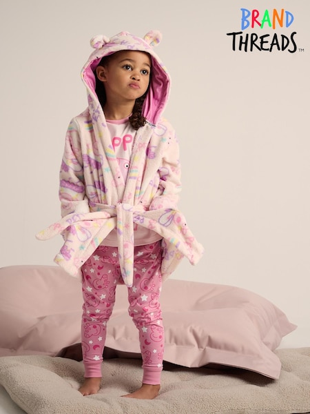Brand Threads Pink Girls Peppa Pig Dressing Gown (E90256) | £20