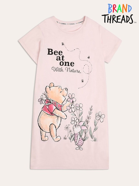 Brand Threads Pink Ladies Disney Winnie The Pooh 100% Cotton Nightie (E90260) | £20