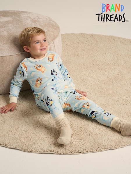 Brand Threads Blue Unisex Bluey Divine Fleece Pyjamas Set (E90262) | £18