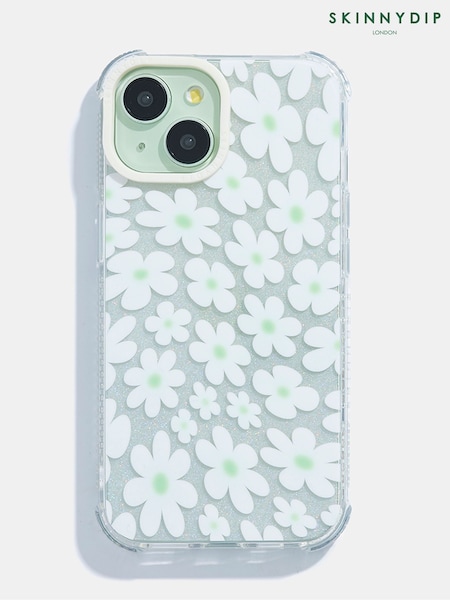 Skinnydip Sage & White Warped Daisy Shock iPhone 15 Pro Case (E90406) | £24