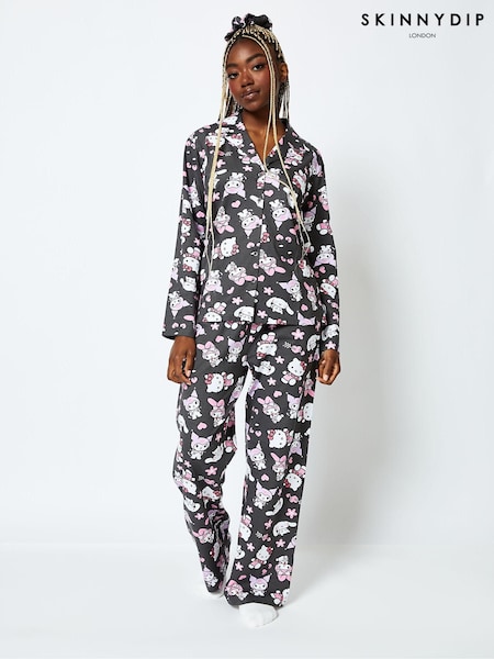 Hello Kitty x Skinnydip Pyjama Set in Black (E90431) | £34
