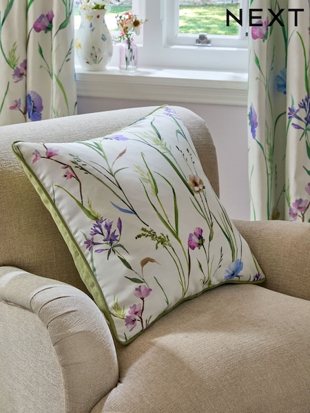 Sage Green Pastel Floral Cushion (E90443) | £16