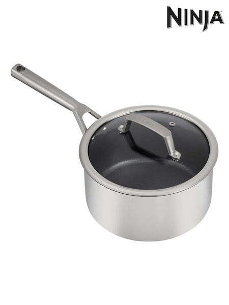 Ninja Silver ZEROSTICK Stainless Steel 20cm Saucepan with Lid (E90464) | £65