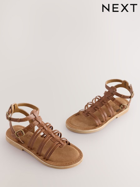 Tan Brown Leather Gladiator Sandals (E90544) | £24 - £31