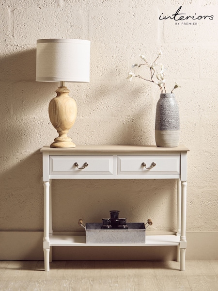 Interiors By Premier Heritage 2 Drawers White Rectangular Console Table